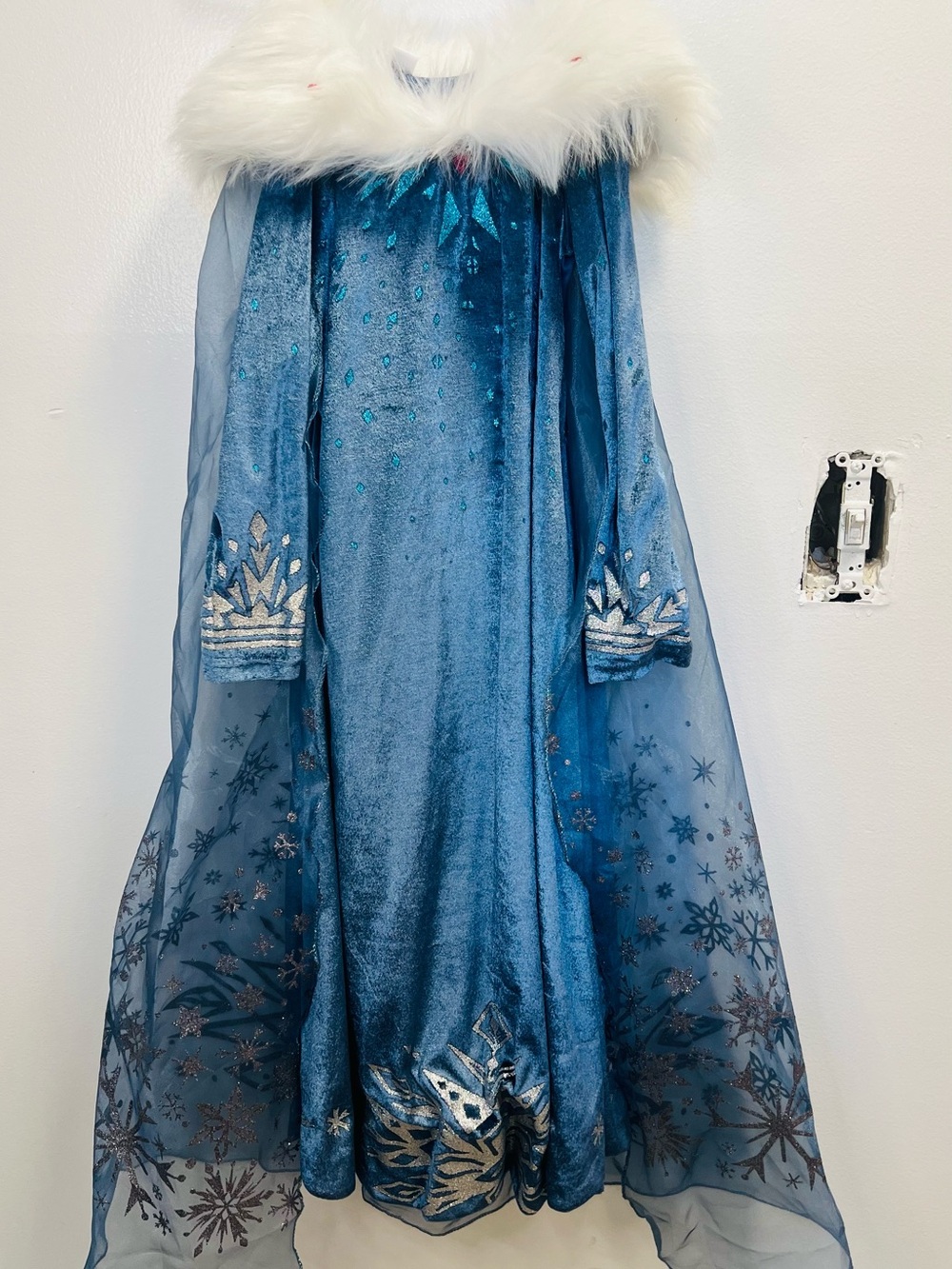 Blue Girls' Princess Coat with White Faux Fur Collar